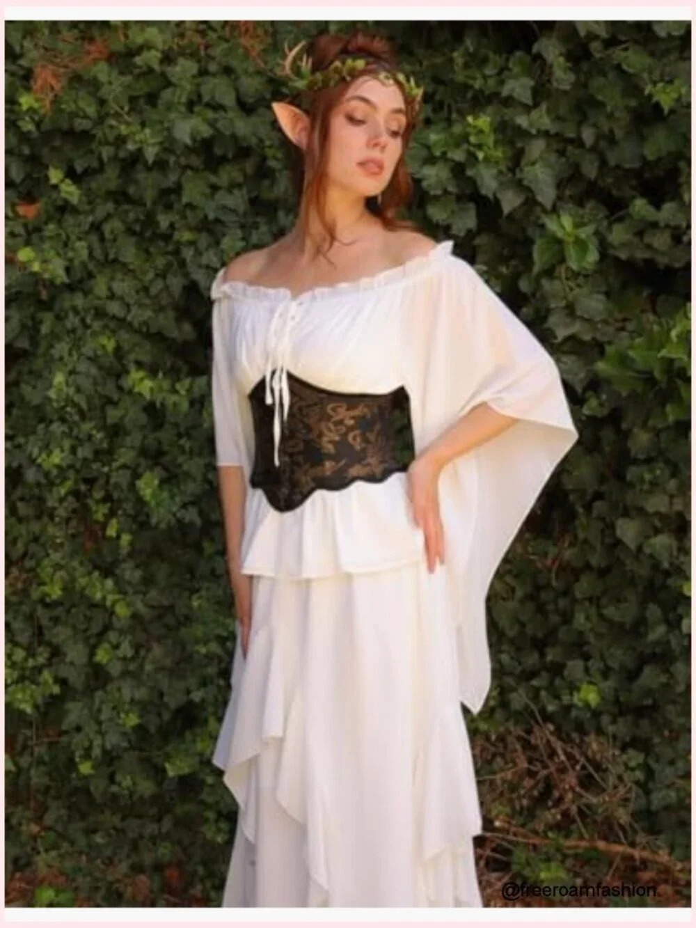 Underbust Corset Belt Vintage Renaissance Floral Lace-up